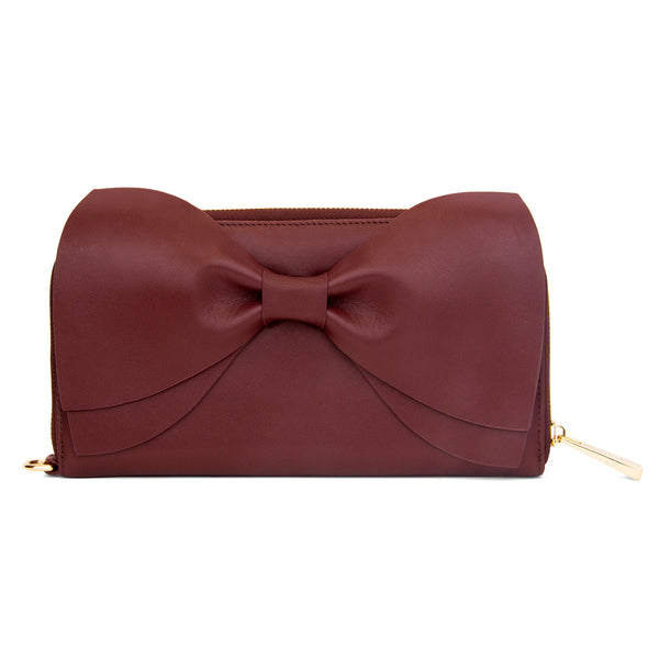 Princess Marina Bow Clutch - Wine Red