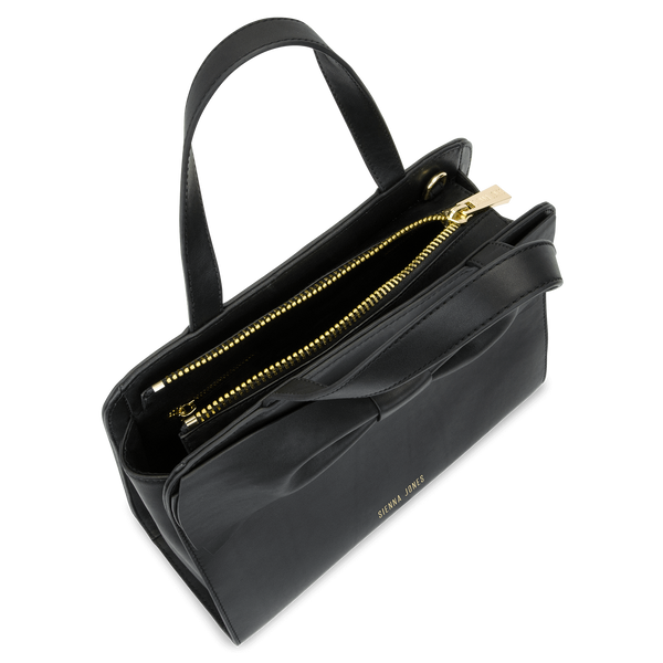 Sienna Jones Marina Bow Bag in Black - Gold zip