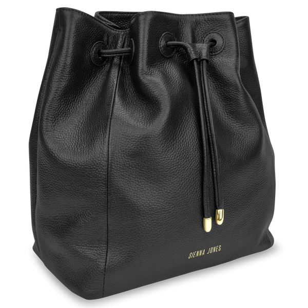 Sienna Jones Classic Bucket Bag in Black leather