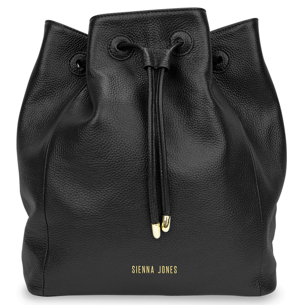 Sienna Jones Classic Bucket Bag in Black leather