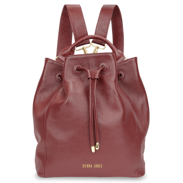 Sienna Jones Classic Bucket Bag in Red leather - Detachable straps
