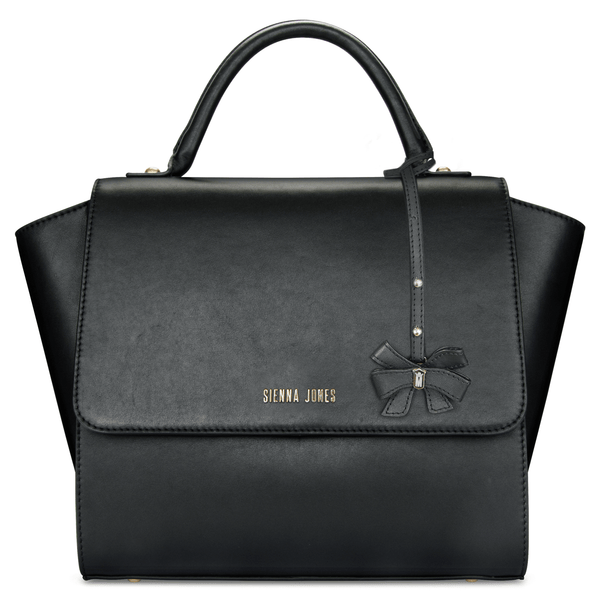 Sienna Jones Crest Bow Charm in black leather