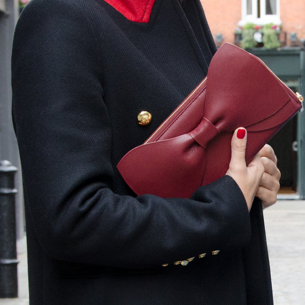 Princess Marina Bow Clutch - Wine Red