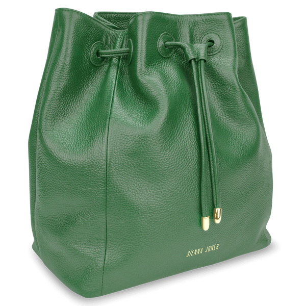 Sienna Jones Classic Bucket Bag in green leather