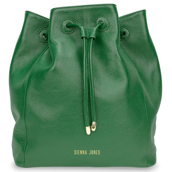 Sienna Jones Classic Bucket Bag in green leather