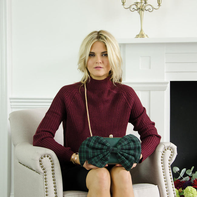 Limited Edition Bow Clutch - Tartan