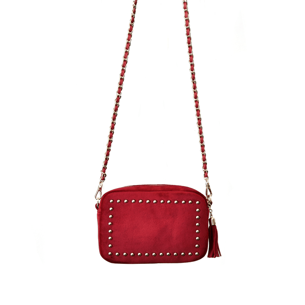 Red studded 2025 crossbody bag